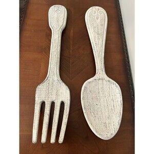 Rustic Kitchen Wall Decor, Fork and Spoon Utensils, Dining Room Breakfast